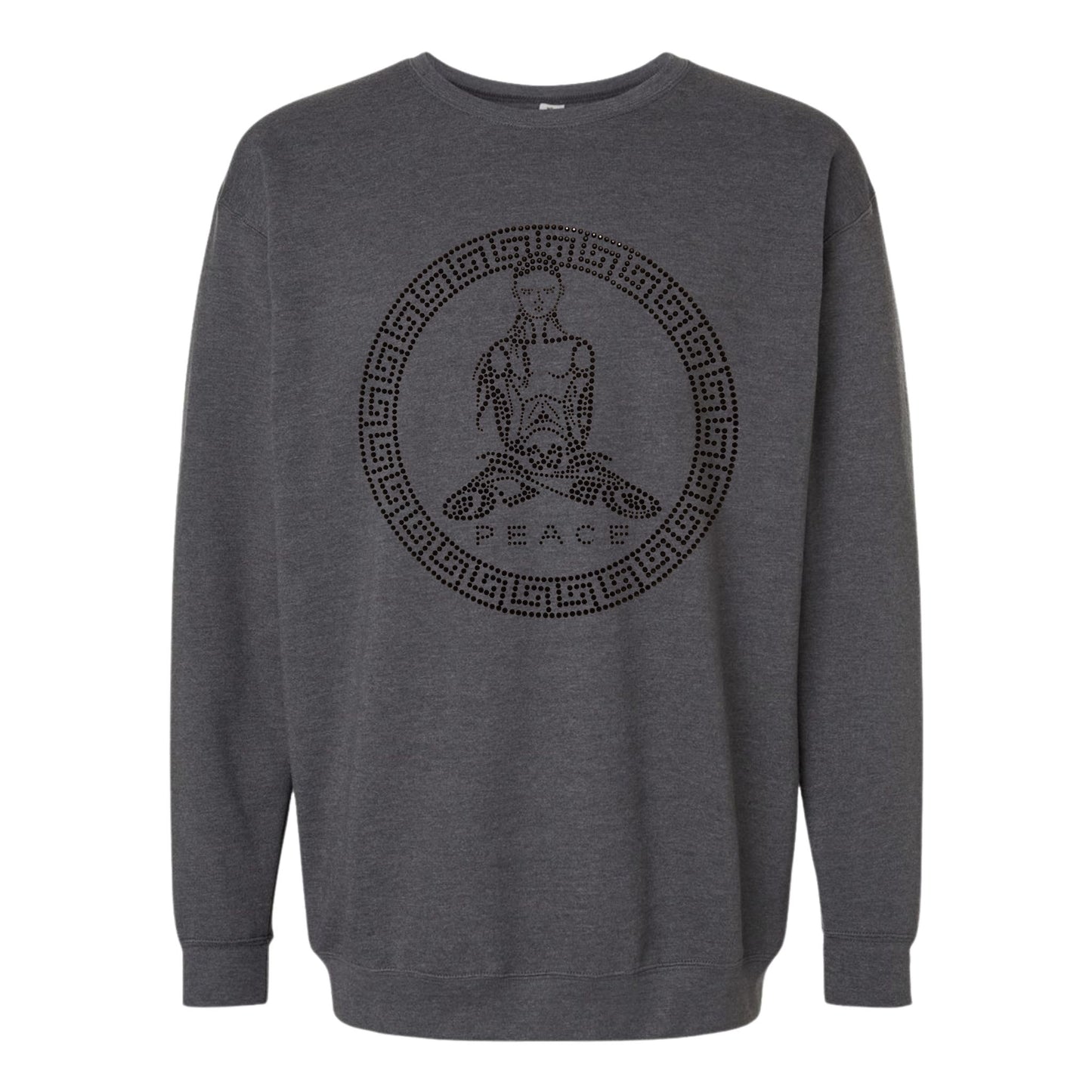Peace Crewneck (Black Rhinestone on grey)