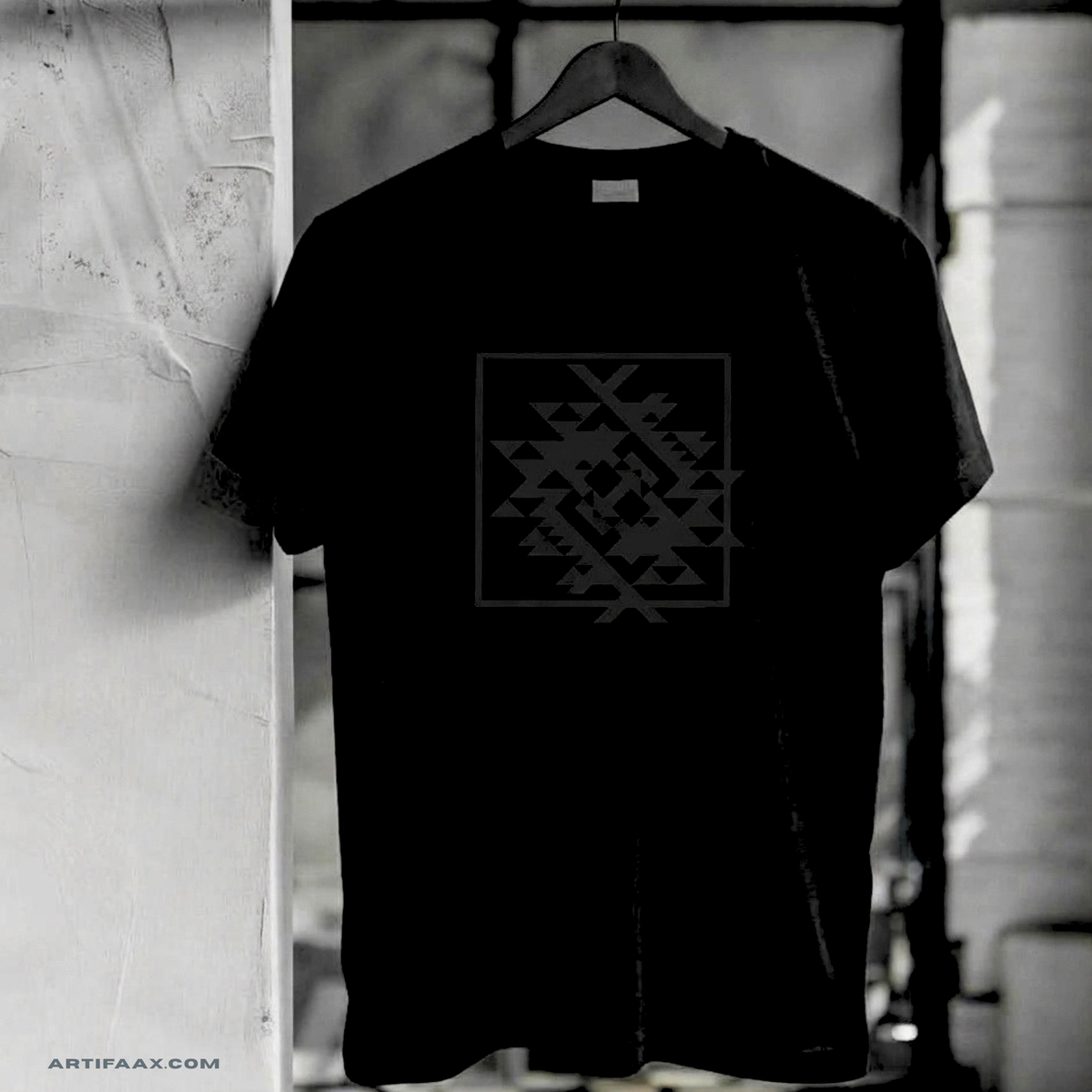 Feather Matrix Graphic Tee — Matte Black Edition